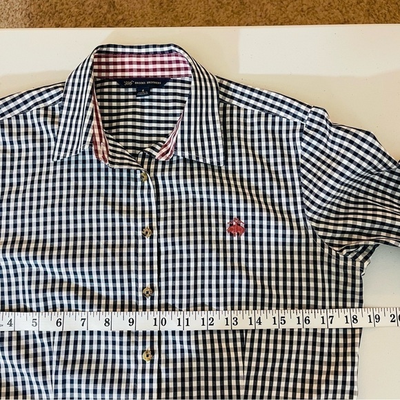 Brooks Brothers Plaid Button Down Shirt Size 4 Black/White - Picture 7 of 9
